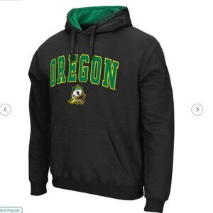 NEW! Men's Colosseum Black Oregon Ducks Arch & Logo 3.0 Pullover Hoodie - XL